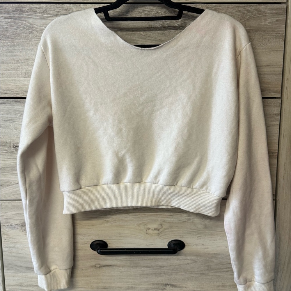 Cream Cropped Sweatshirt